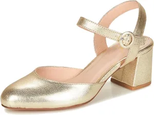 MOOMMO Women Slingback Low Chunky Heels Pumps Shoes Ankle Strap Closed Round Toe Dress Sandals Cutout Backless 2" Block Heel Dress Shoe Suede for Office Lady Wedding Party Comfortable Spring 4-11 M US
