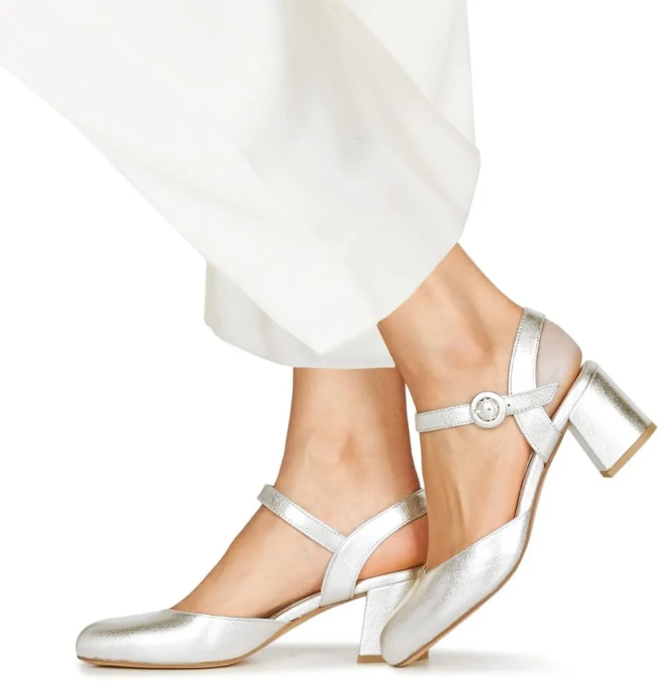 MOOMMO Women Slingback Low Chunky Heels Pumps Shoes Ankle Strap Closed Round Toe Dress Sandals Cutout Backless 2" Block Heel Dress Shoe Suede for Office Lady Wedding Party Comfortable Spring 4-11 M US