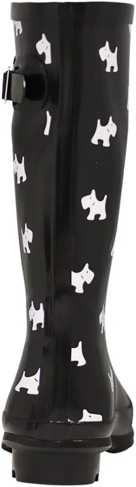 NORTY Women's Hurricane Rain Boots - Mid-Calf Length - Glossy Matte Waterproof Rubber Shoes