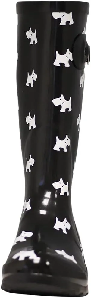 NORTY Women's Hurricane Rain Boots - Mid-Calf Length - Glossy Matte Waterproof Rubber Shoes
