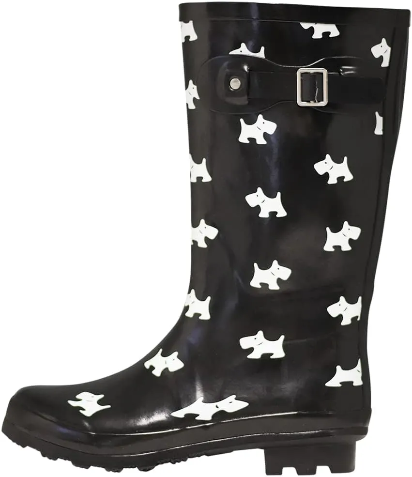 NORTY Women's Hurricane Rain Boots - Mid-Calf Length - Glossy Matte Waterproof Rubber Shoes
