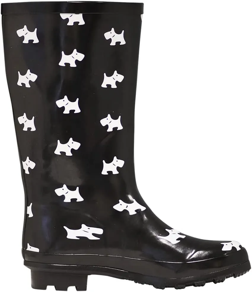 NORTY Women's Hurricane Rain Boots - Mid-Calf Length - Glossy Matte Waterproof Rubber Shoes