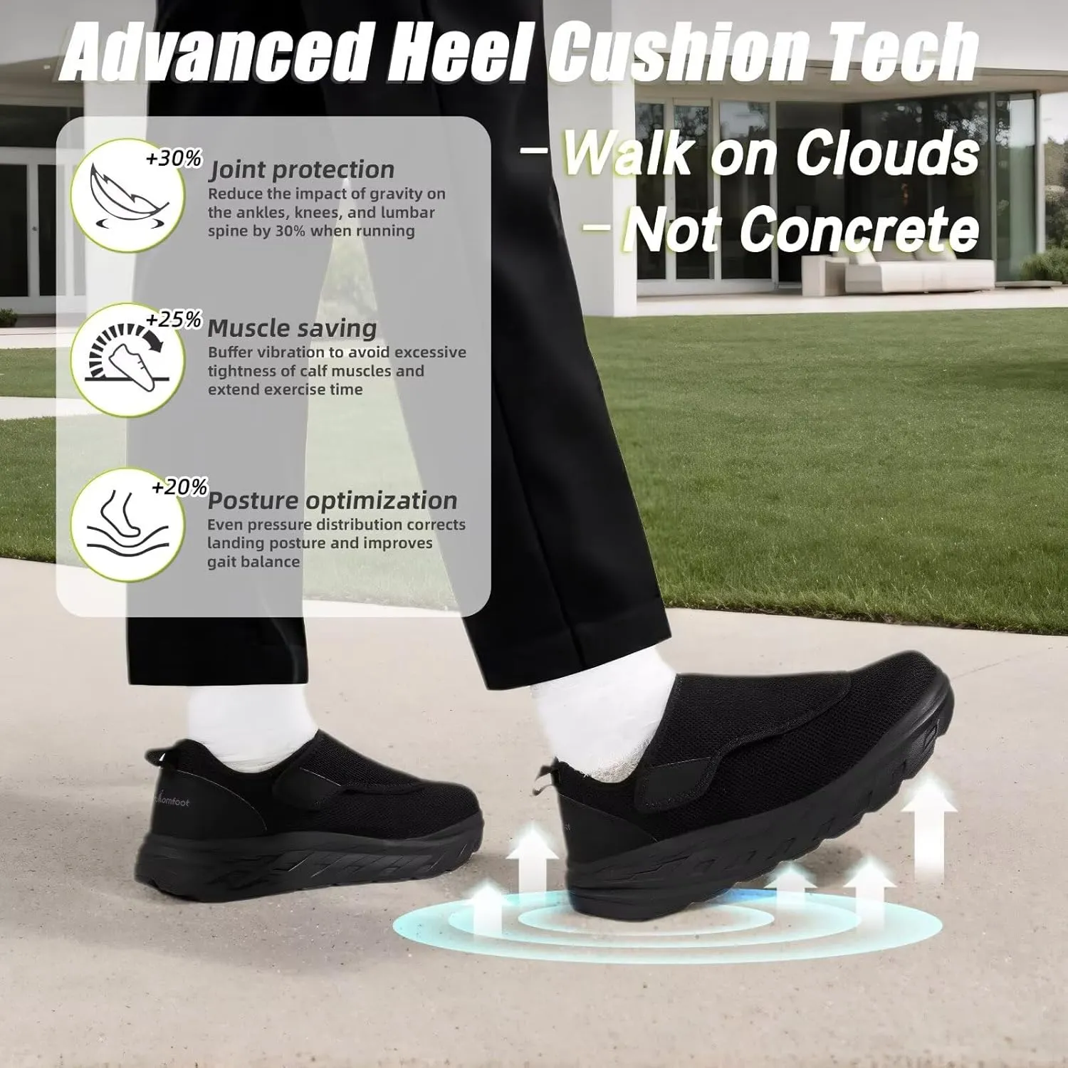 OrthoComfoot Men's Orthopedic Diabetic Extra Wide Walking Shoes: Comfortable Adjustable Easy Top Arch Support Slip On for Swollen Feet, Casual Orthotic Plantar Fasciitis Shoes for Foot and Heel Pain