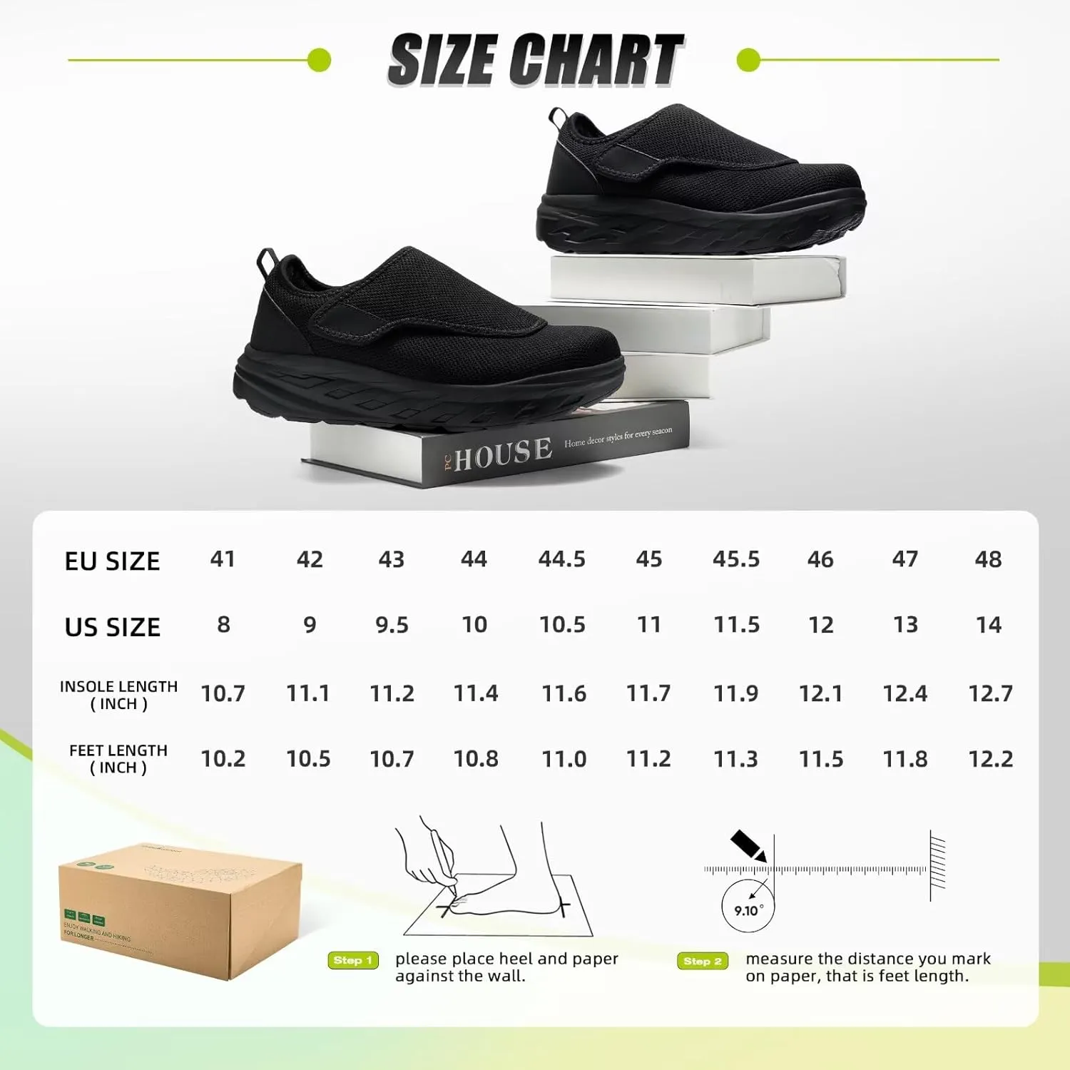 OrthoComfoot Men's Orthopedic Diabetic Extra Wide Walking Shoes: Comfortable Adjustable Easy Top Arch Support Slip On for Swollen Feet, Casual Orthotic Plantar Fasciitis Shoes for Foot and Heel Pain