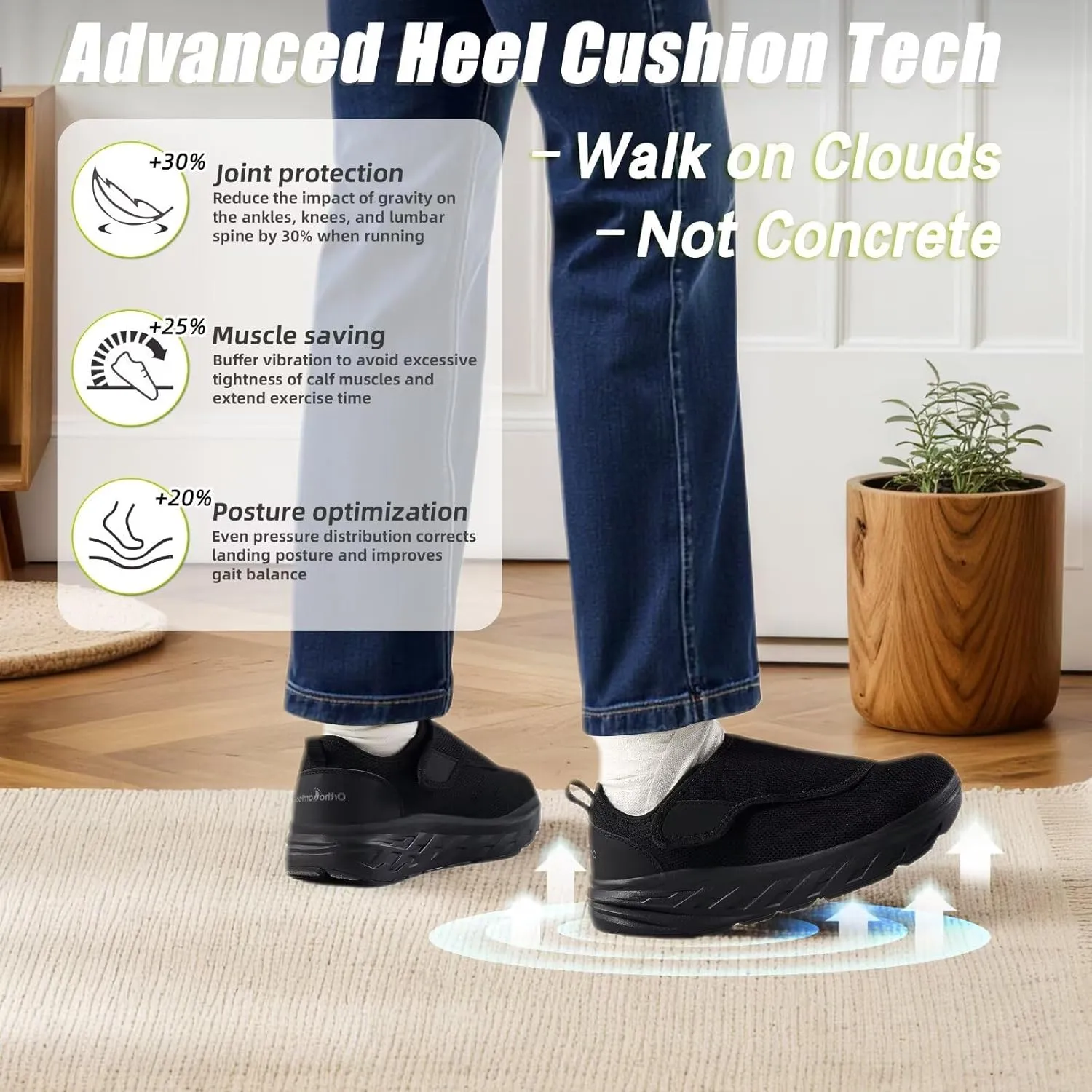 Orthopedic Diabetic Extra Wide Walking Shoes: Comfortable Casual Arch Support Plantar Fasciitis Slip On, Orthotics Hammer Toes Easy Top Wings House Loafers for Foot and Heel Pain Relief