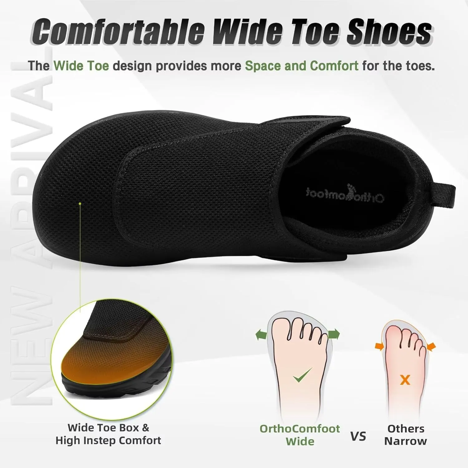 Orthopedic Diabetic Extra Wide Walking Shoes: Comfortable Casual Arch Support Plantar Fasciitis Slip On, Orthotics Hammer Toes Easy Top Wings House Loafers for Foot and Heel Pain Relief