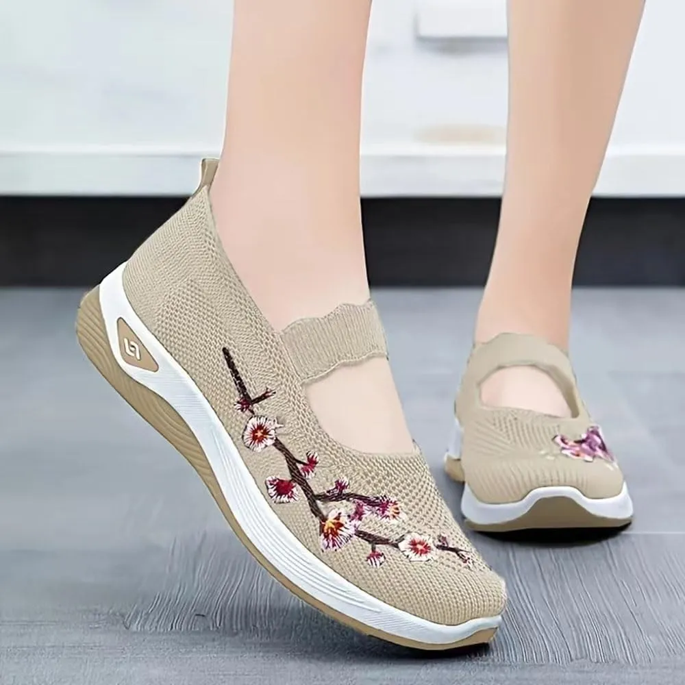 Orthopedic Shoes for Women,Women's Embroidered Flower Shoeses,Women's Woven Orthopedic Breathable Soft Shoes Arch Support,Nurse Shoeses Casual Walking Sneakers