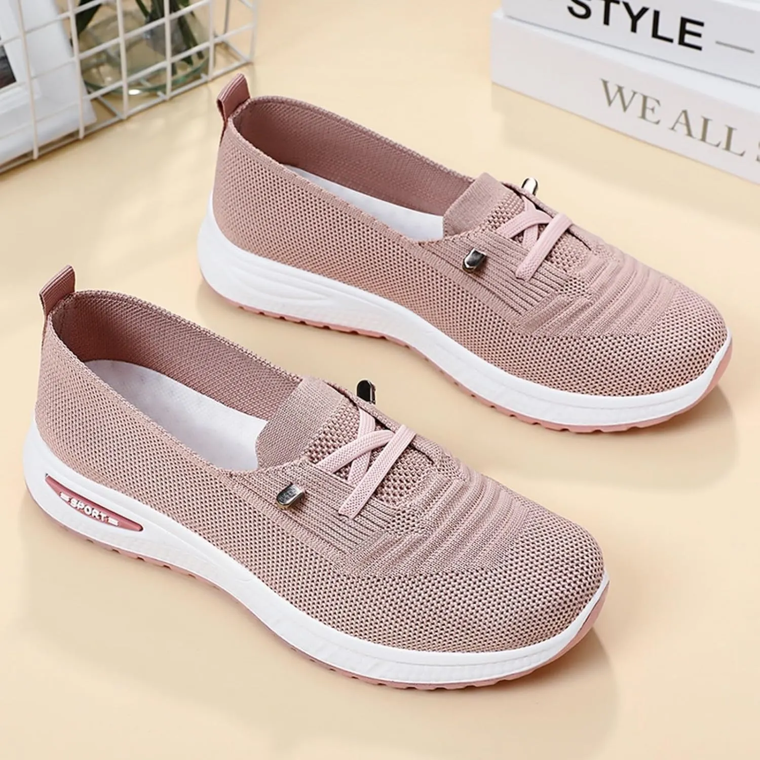Orthopedic Walking Shoes for Women, Women's Woven Orthopedic Breathable Soft Shoes Arch Support Non-Slip Shoes