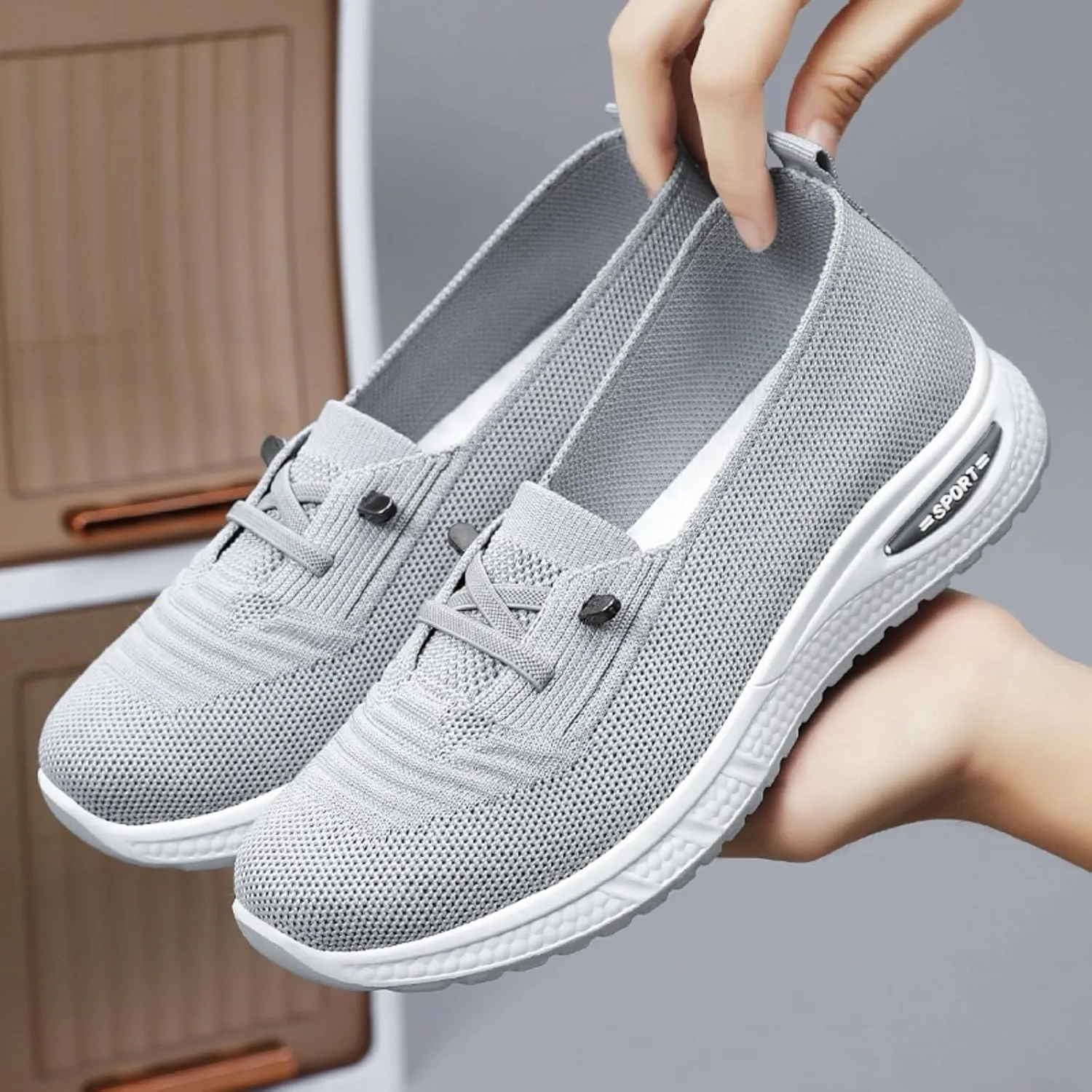 Orthopedic Walking Shoes for Women, Women's Woven Orthopedic Breathable Soft Shoes Arch Support Non-Slip Shoes
