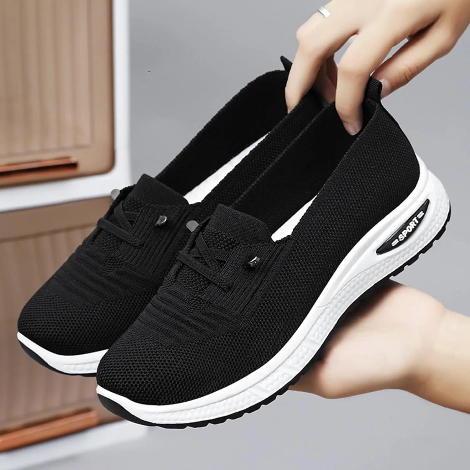 Orthopedic Walking Shoes for Women, Women's Woven Orthopedic Breathable Soft Shoes Arch Support Non-Slip Shoes