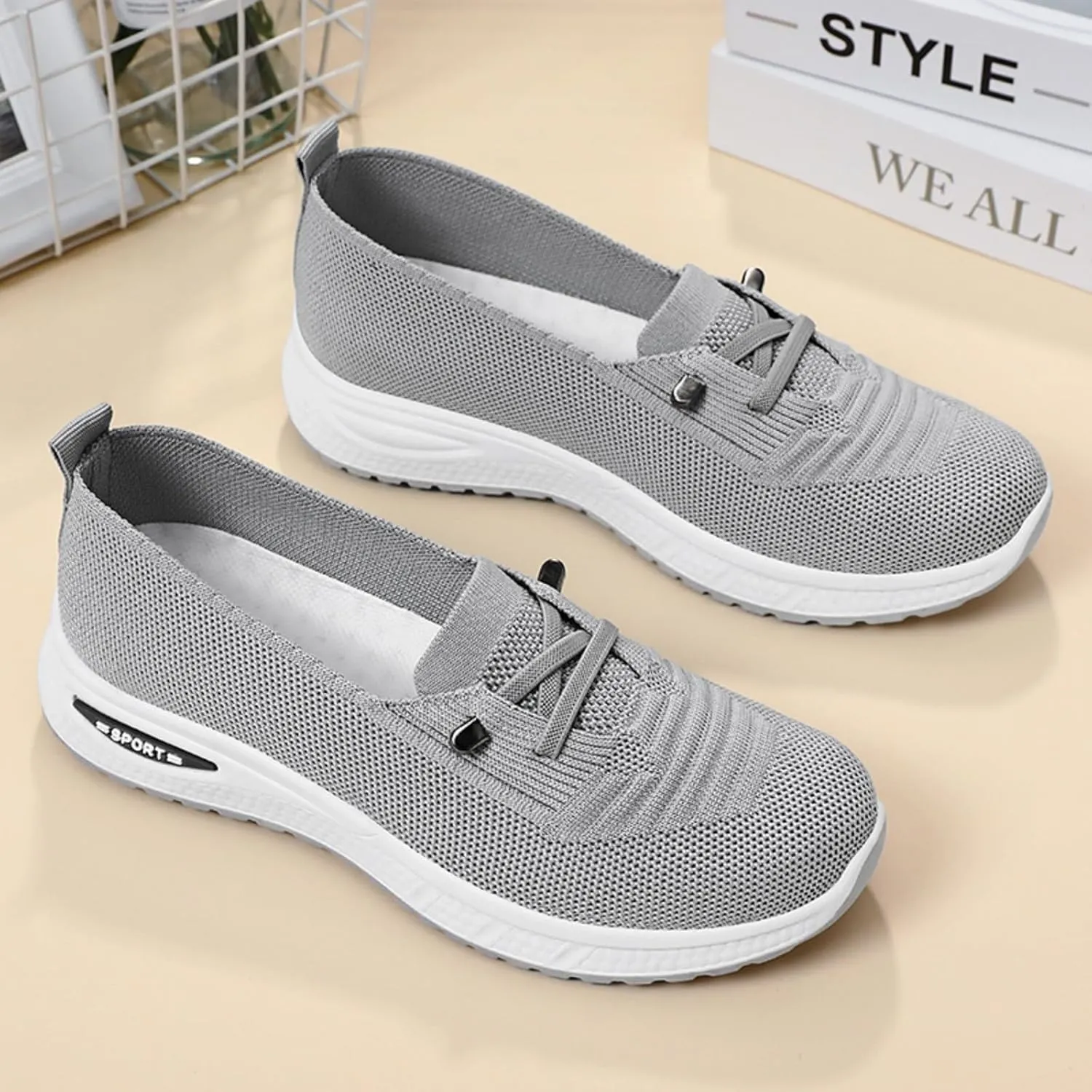 Orthopedic Walking Shoes for Women, Women's Woven Orthopedic Breathable Soft Shoes Arch Support Non-Slip Shoes