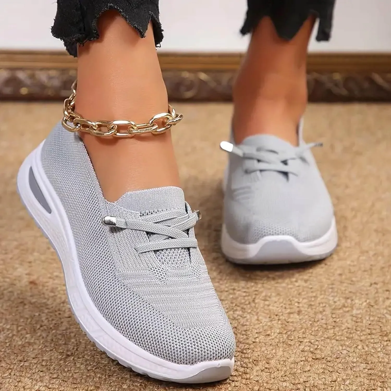 Orthopedic Walking Shoes for Women, Women's Woven Orthopedic Breathable Soft Shoes Arch Support Non-Slip Shoes