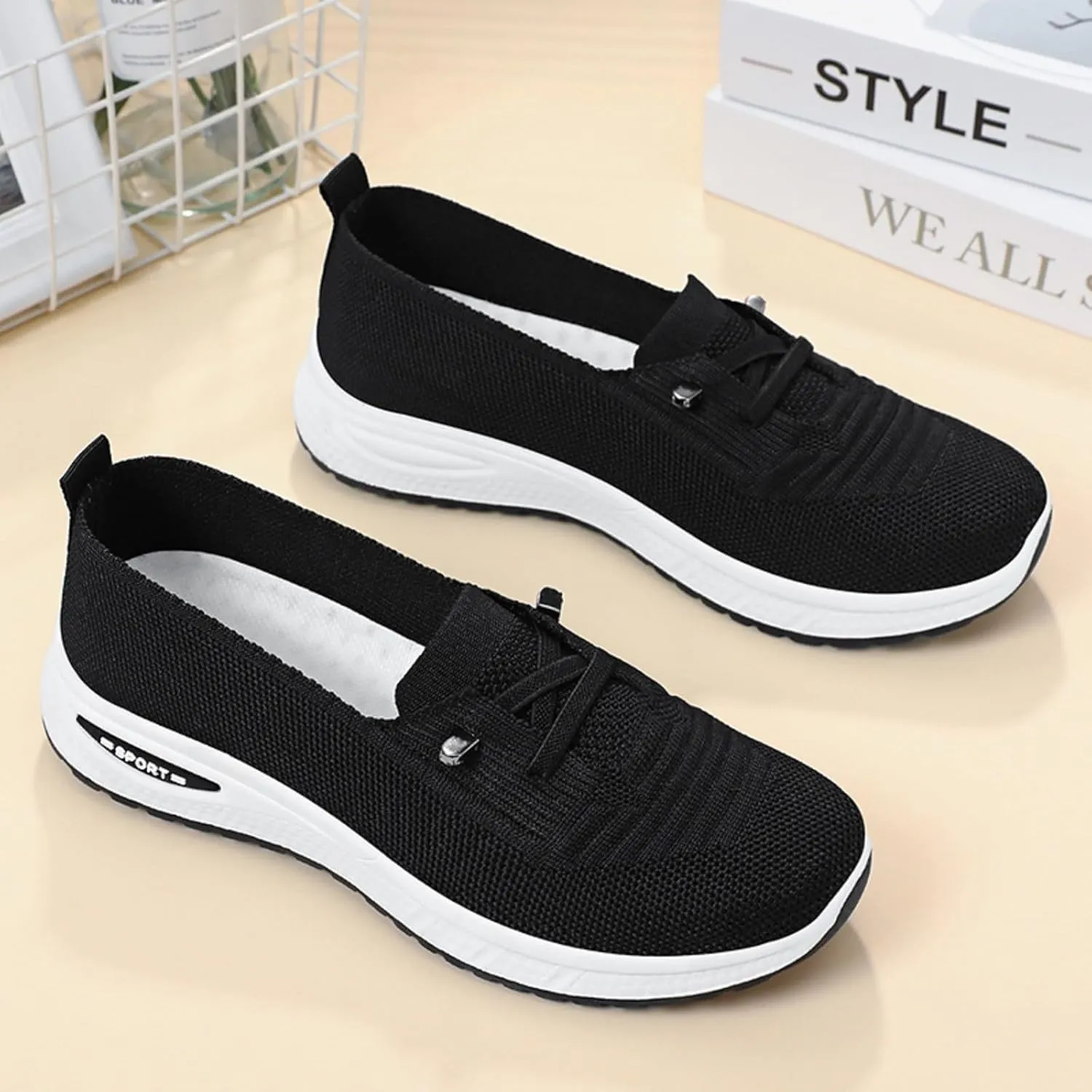 Orthopedic Walking Shoes for Women, Women's Woven Orthopedic Breathable Soft Shoes Arch Support Non-Slip Shoes