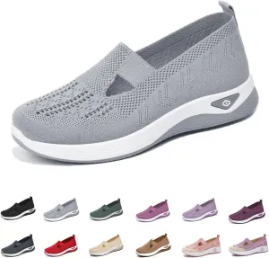 Orthowalkway Womens Shoes, Mesh Design, Breathable and Comfortable, Orthopedic Slip-On Lightweight Flat Soft Shoes