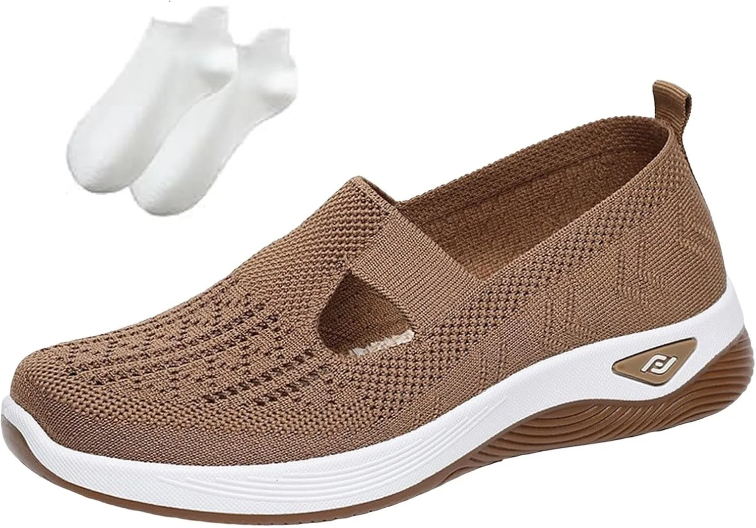 Orthowalkway Womens Shoes, Mesh Design, Breathable and Comfortable, Orthopedic Slip-On Lightweight Flat Soft Shoes