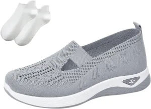 Orthowalkway Womens Shoes, Mesh Design, Breathable and Comfortable, Orthopedic Slip-On Lightweight Flat Soft Shoes