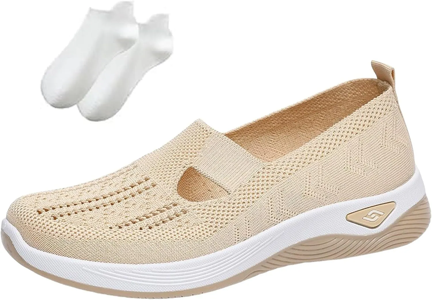 Orthowalkway Womens Shoes, Mesh Design, Breathable and Comfortable, Orthopedic Slip-On Lightweight Flat Soft Shoes