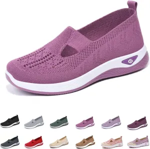 Orthowalkway Womens Shoes, Mesh Design, Breathable and Comfortable, Orthopedic Slip-On Lightweight Flat Soft Shoes