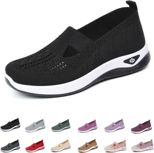 Orthowalkway Womens Shoes, Mesh Design, Breathable and Comfortable, Orthopedic Slip-On Lightweight Flat Soft Shoes