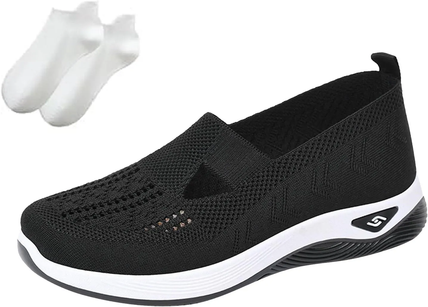Orthowalkway Womens Shoes, Mesh Design, Breathable and Comfortable, Orthopedic Slip-On Lightweight Flat Soft Shoes