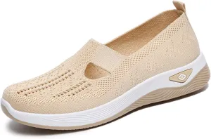 Orthowalkway Womens Shoes, Orthopedic Slip-On Lightweight Flat Soft Shoes, Comfortable Breathable Shoes