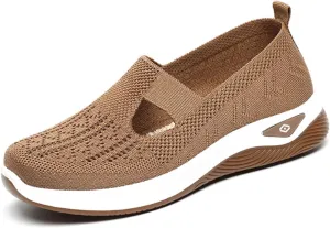 Orthowalkway Womens Shoes, Orthopedic Slip-On Lightweight Flat Soft Shoes, Comfortable Breathable Shoes