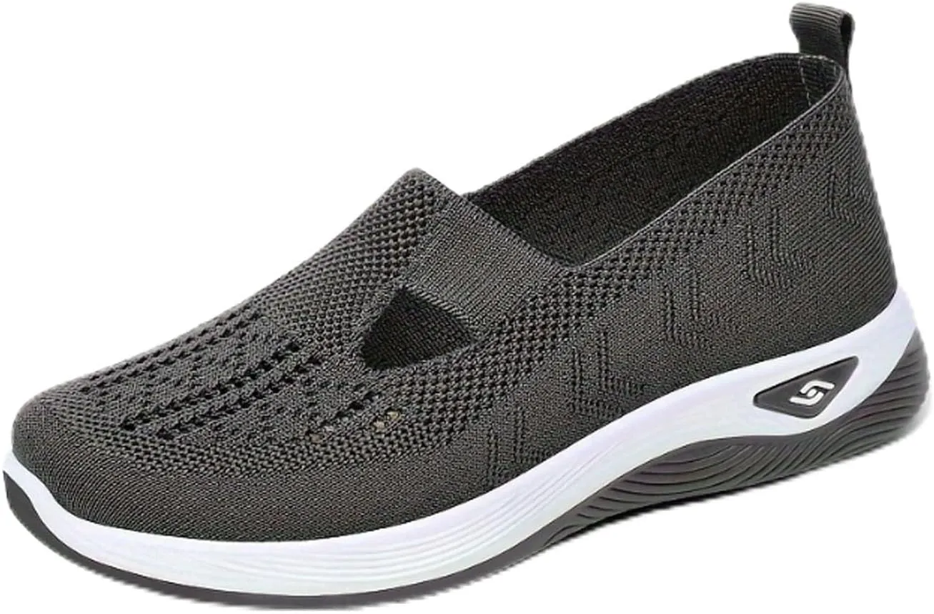 Orthowalkway Womens Shoes, Orthopedic Slip-On Lightweight Flat Soft Shoes, Comfortable Breathable Shoes