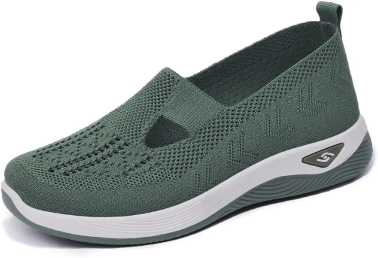 Orthowalkway Womens Shoes, Orthopedic Slip-On Lightweight Flat Soft Shoes, Comfortable Breathable Shoes