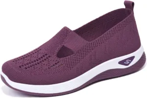 Orthowalkway Womens Shoes, Orthopedic Slip-On Lightweight Flat Soft Shoes, Comfortable Breathable Shoes