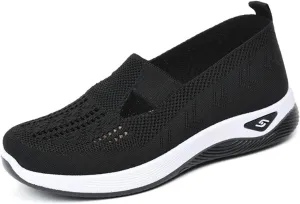 Orthowalkway Womens Shoes, Orthopedic Slip-On Lightweight Flat Soft Shoes, Comfortable Breathable Shoes