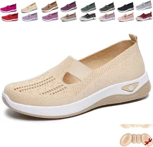 Orthowalkway Women's Shoes, Orthopedic Tennis Shoes for Women, Orthopedic Slip-On Lightweight Flat Soft Shoes