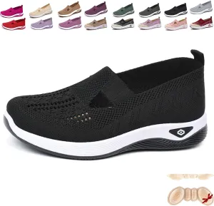 Orthowalkway Women's Shoes, Orthopedic Tennis Shoes for Women, Orthopedic Slip-On Lightweight Flat Soft Shoes