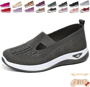 Orthowalkway Women's Shoes, Orthopedic Tennis Shoes for Women, Orthopedic Slip-On Lightweight Flat Soft Shoes