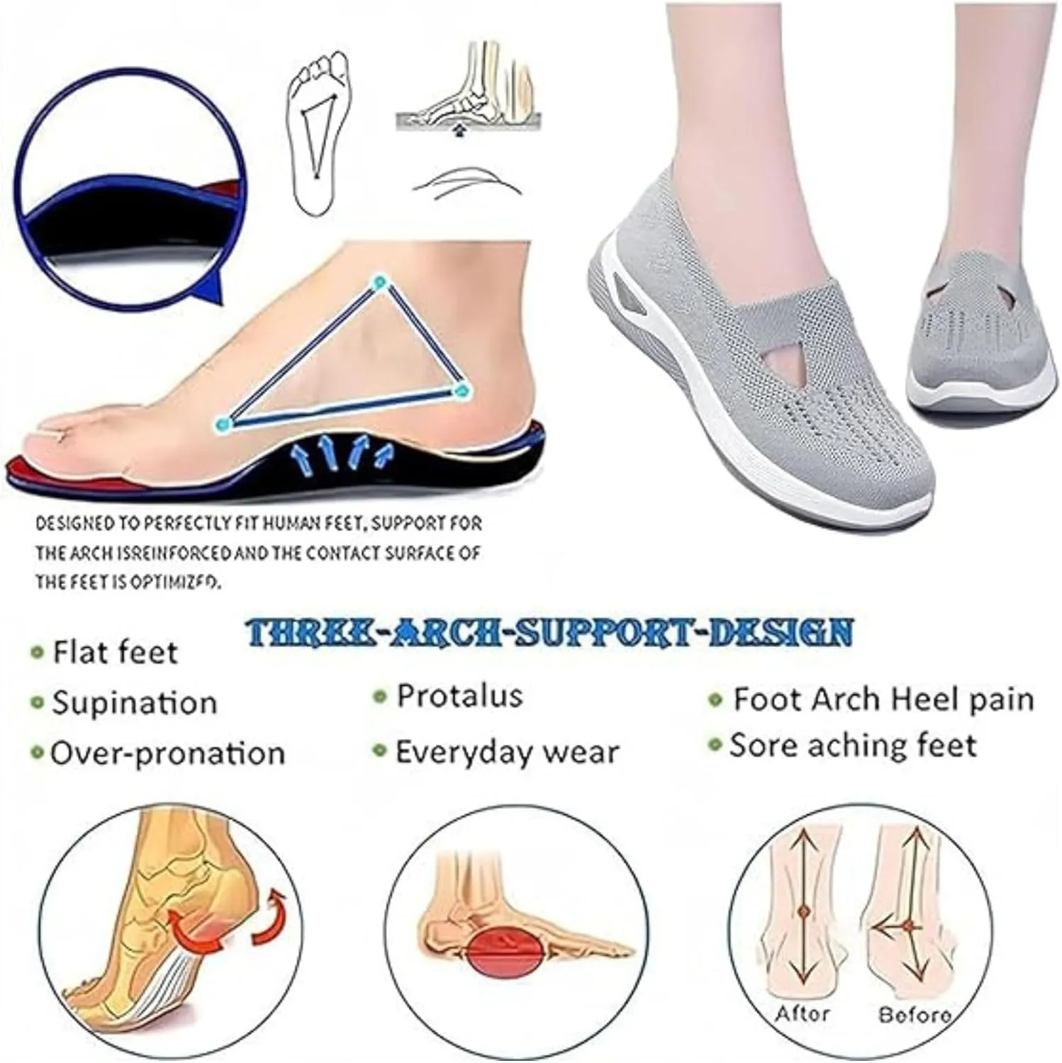 Orthowalkway Womens Shoes,Women's Woven Orthopedic Breathable Soft Shoes Go Walking Slip on Shoes Hands Free Sneakers