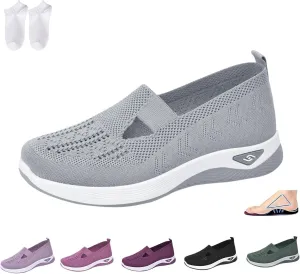 Orthowalkway Womens Shoes,Women's Woven Orthopedic Breathable Soft Shoes Go Walking Slip on Shoes Hands Free Sneakers