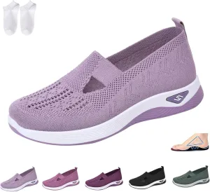 Orthowalkway Womens Shoes,Women's Woven Orthopedic Breathable Soft Shoes,Womens Slip On Sneakers Diabetic Foam Shoes