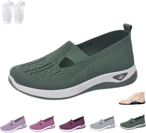 Orthowalkway Womens Shoes,Women's Woven Orthopedic Breathable Soft Shoes,Womens Slip On Sneakers Diabetic Foam Shoes