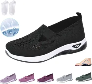 Orthowalkway Womens Shoes,Women's Woven Orthopedic Breathable Soft Shoes,Womens Slip On Sneakers Diabetic Foam Shoes