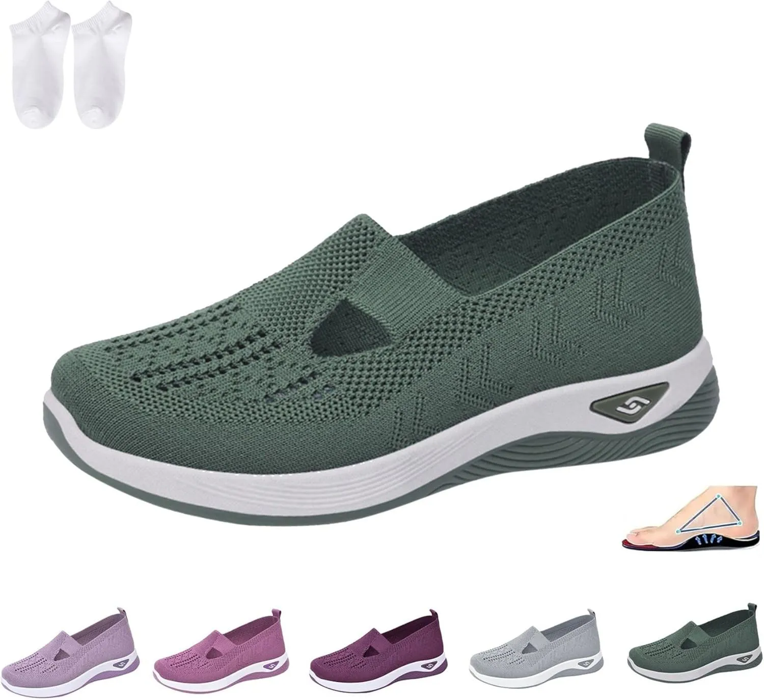 Orthowalkway Womens Shoes,Women's Woven Orthopedic Breathable Soft Shoes,Womens Slip On Sneakers Diabetic Foam Shoes