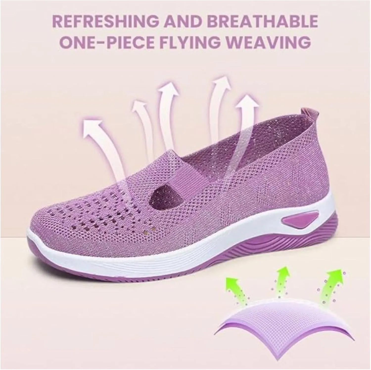 Orthowalkway Womens Shoes,Women's Woven Orthopedic Breathable Soft Shoes,Womens Slip On Sneakers Diabetic Foam Shoes