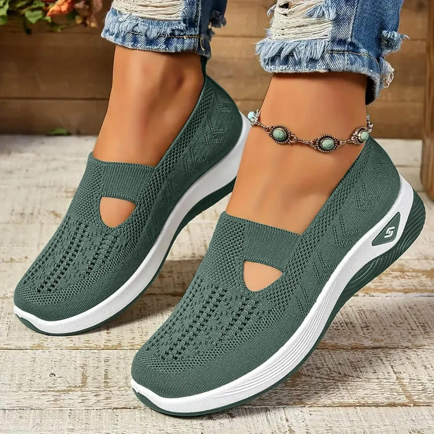 Orthowalkway Womens Shoes,Women's Woven Orthopedic Breathable Soft Shoes,Womens Slip On Sneakers Diabetic Foam Shoes
