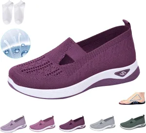 Orthowalkway Womens Shoes,Women's Woven Orthopedic Breathable Soft Shoes,Womens Slip On Sneakers Diabetic Foam Shoes