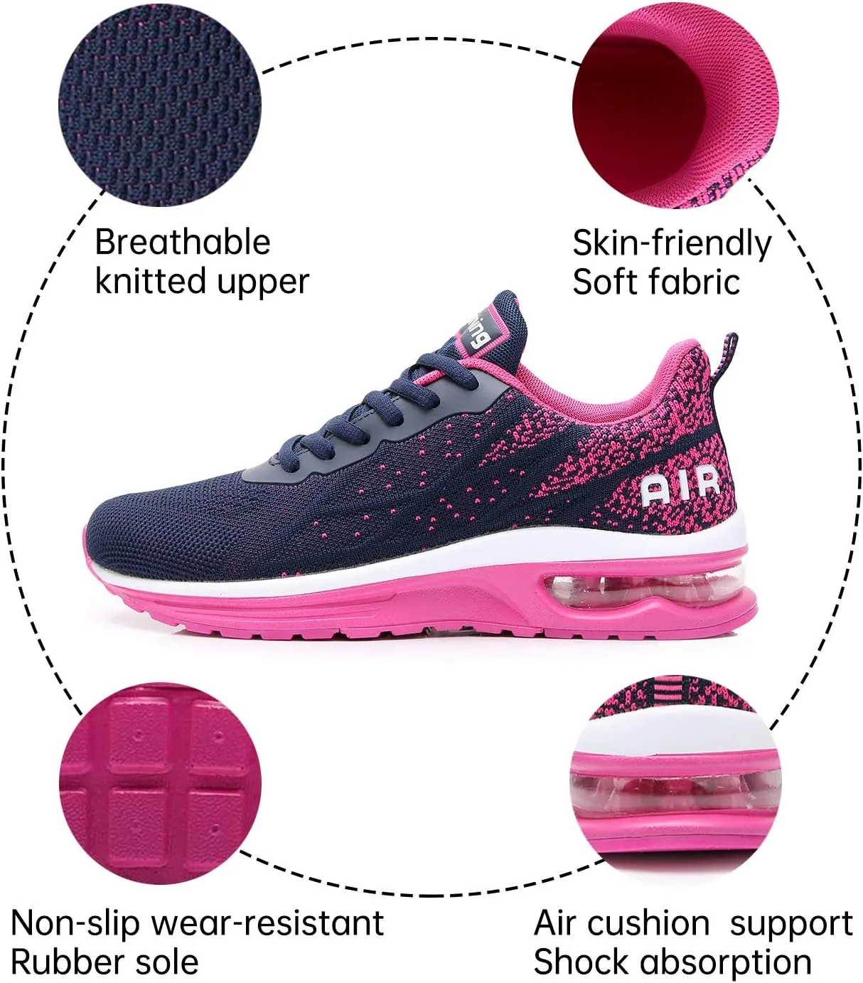 RomenSi Womens Air Athletic Running Sneakers Fashion Breathable Sport Gym Walking Tennis Shoes (US5.5-11)