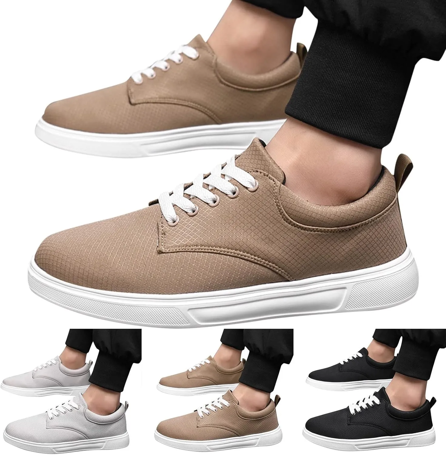 Sneakers Business Breathable Men Casual Shoes Fashionable and Simple Solid Color Thick Bottomed Flat Bottomed