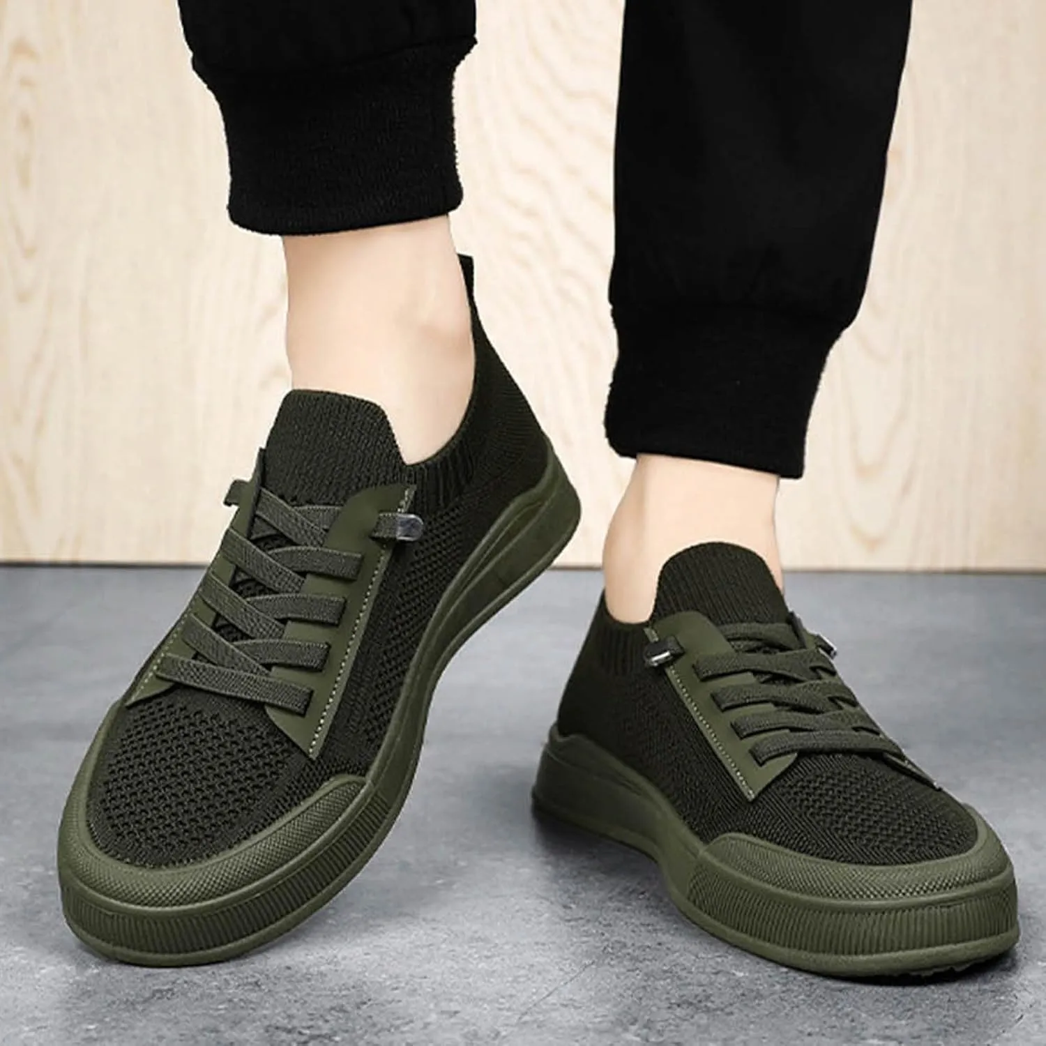 Sneakers Business Breathable Men's Casual Woven Flat Shoes Solid Color Breathable Single Shoes