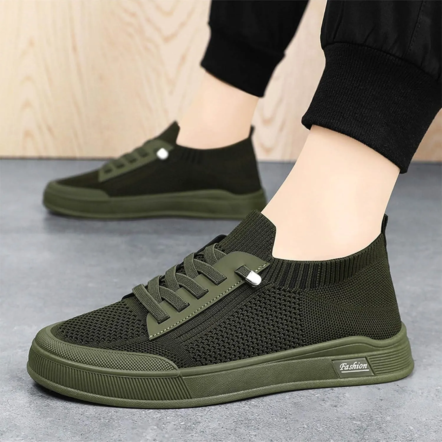 Sneakers Business Breathable Men's Casual Woven Flat Shoes Solid Color Breathable Single Shoes