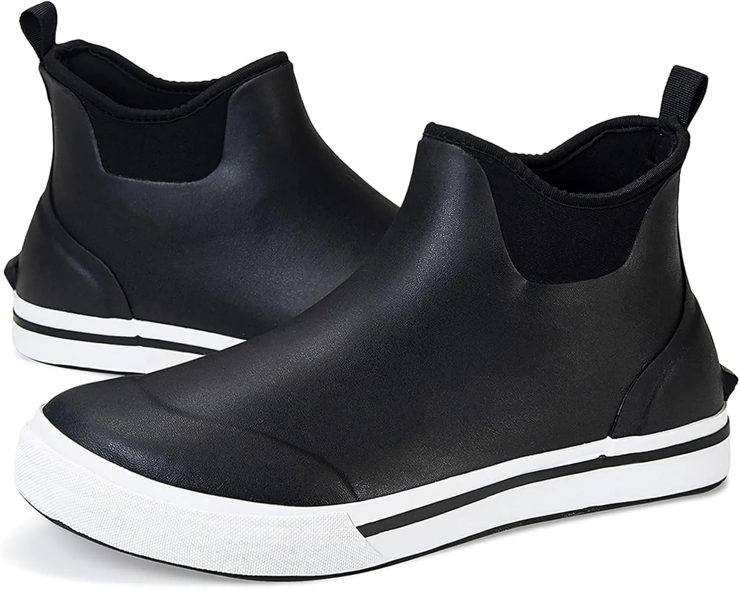 TENGTA Men's Waterproof Deck Boots Ankle Rain Footwear Neoprene Rubber Shoes
