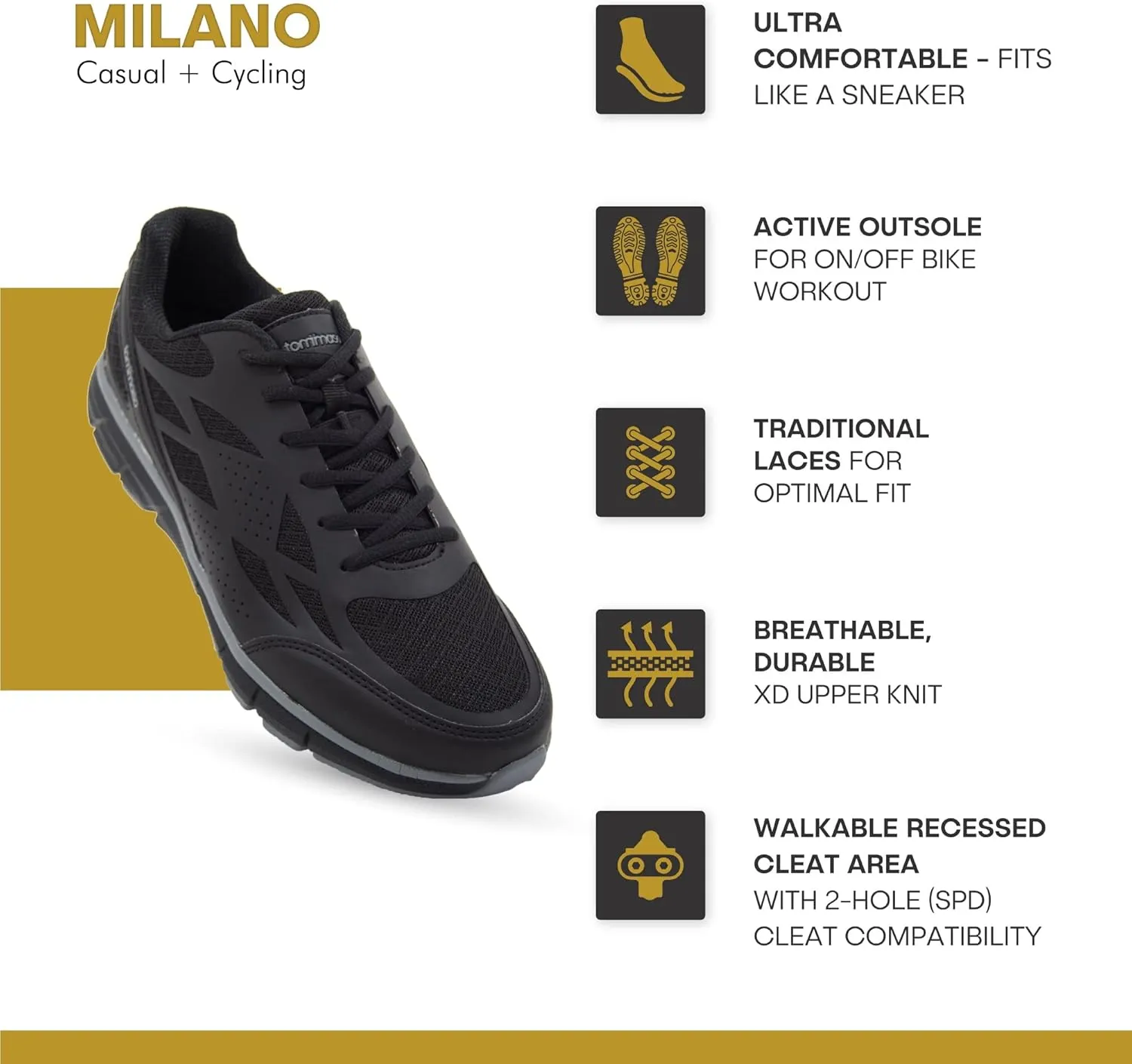 Tommaso Indoor Cycling Shoes Men—Gravel Bike Shoes—SPD Cycling Shoes—Walkable Cycling Shoes—Road Bike Shoes Men—Cycling Shoes Men—Men's Cycling Shoes—Pre Installed Cleats.