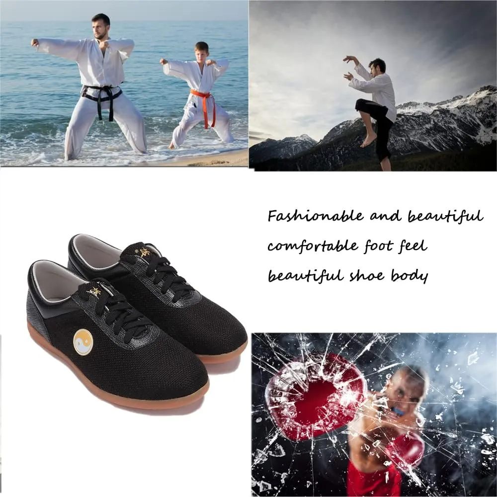 Unisex Martial Art Kung Fu Tai Chi Rubber Shoes,Traditional Kung Fu Tai Chi Wushu Shaolin Qi Gong Beijing Trainer Wing Chun Slipper Sneaker Footwear for Men Women,