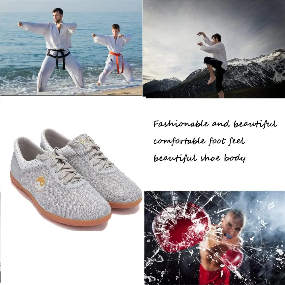 Unisex Martial Art Kung Fu Tai Chi Rubber Shoes,Traditional Kung Fu Tai Chi Wushu Shaolin Qi Gong Beijing Trainer Wing Chun Slipper Sneaker Footwear for Men Women,